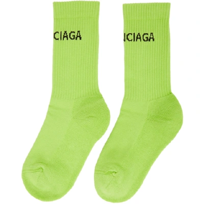 Shop Balenciaga Green Tennis Socks In 7260 Lemon