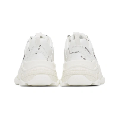 Shop Balenciaga White And Black Allover Logo Triple S Sneakers In 9010 White/