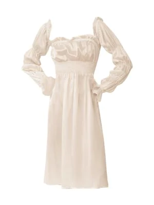 white long sleeve silk dress