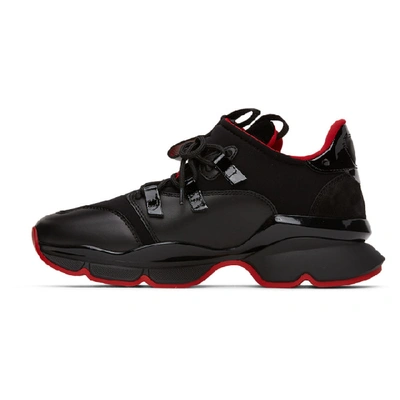 Shop Christian Louboutin Black And Red Runner Sneakers In Bk01 Black