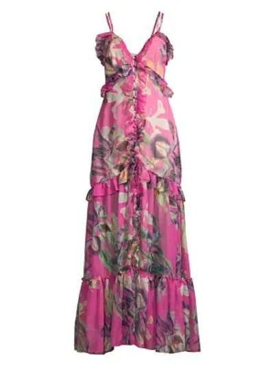 Shop Patbo Grace Printed Convertible Cover-up Dress In Fuschia