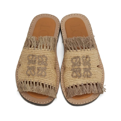 Shop Loewe Beige Raffia Mule Sandals In 2123 Natura
