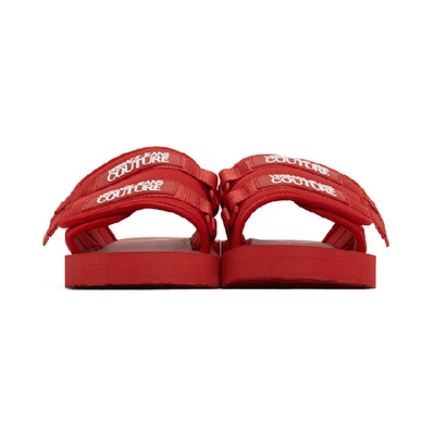 Shop Versace Jeans Couture Red Double Strap Sandals In E500 Red