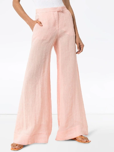 Shop Lisa Marie Fernandez Mid-rise Wide-leg Trousers In Pink