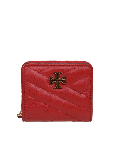 Shop Tory Burch Red Leather Kira Chevron Wallet