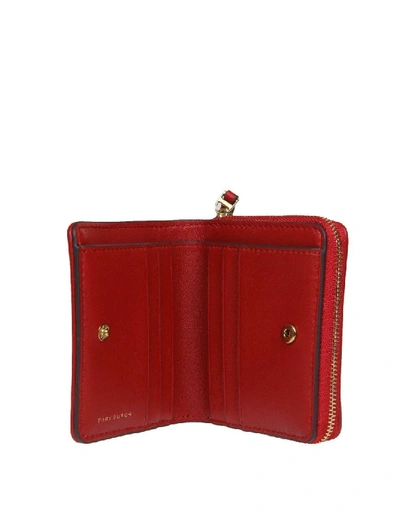 Shop Tory Burch Red Leather Kira Chevron Wallet