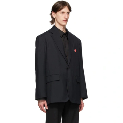 Shop Balenciaga Black Uniform Logo Blazer In 1000 Black