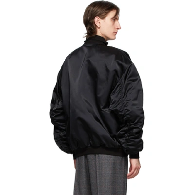 Shop Balenciaga Black Uniform Logo Bomber Jacket In 1000black