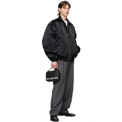 Shop Balenciaga Black Uniform Logo Bomber Jacket In 1000black