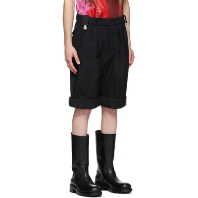 Shop Raf Simons Black Wool Rolled Up Wide-fit Shorts In 00099 Black