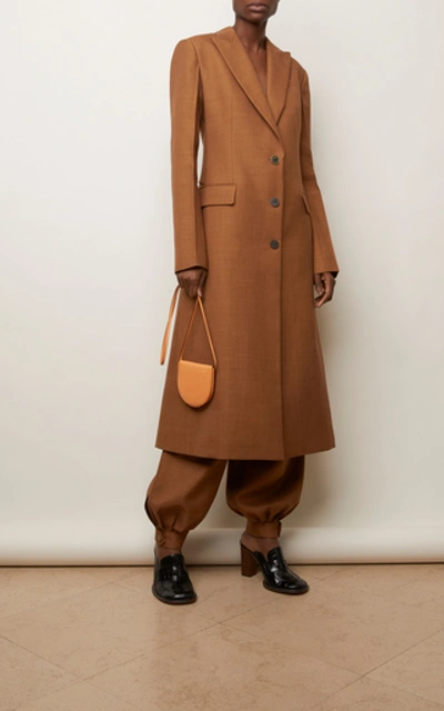 Shop Loewe Small Heel Leather Crossbody Bag In Brown