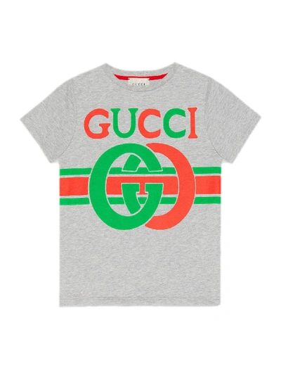 Shop Gucci Grey Cotton T-shirt In Grigio