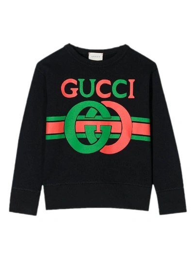 Shop Gucci Blue Cotton Sweatshirt
