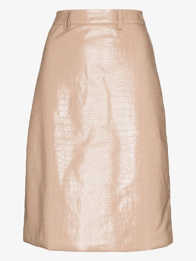 Shop Dodo Bar Or Neutrals Mock Croc Leather Pencil Skirt