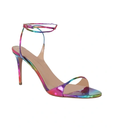 Shop Aquazzura Multicolored Metallic Minute Sandal