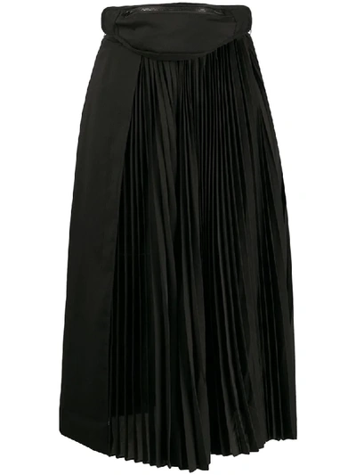 Shop Juunj Belt Bag Pleated Skirt In Black