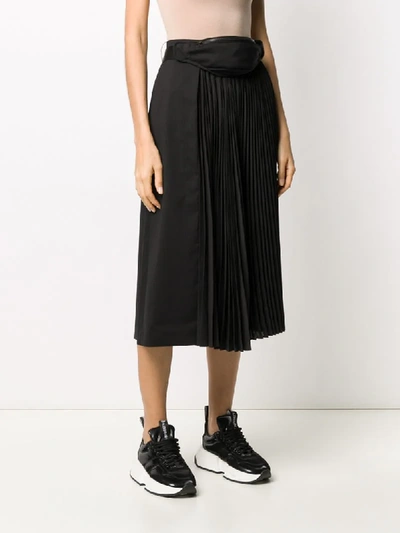 Shop Juunj Belt Bag Pleated Skirt In Black