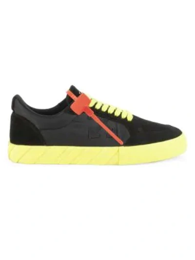 Shop Off-white Low Vuncanized Leather Sneakers In Black Fluorescent Yellow