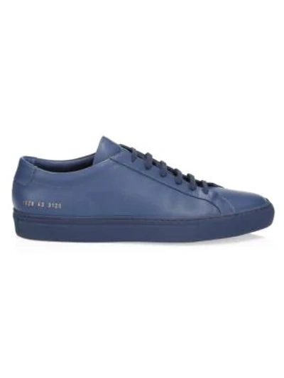 Shop Common Projects Men's Original Achilles Leather Low-top Sneakers In Navy