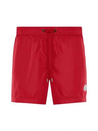 Shop Moncler Men's Swim Trunks In Red