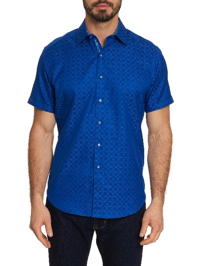 Shop Robert Graham Diamante Short Sleeve Shirt In Cobalt