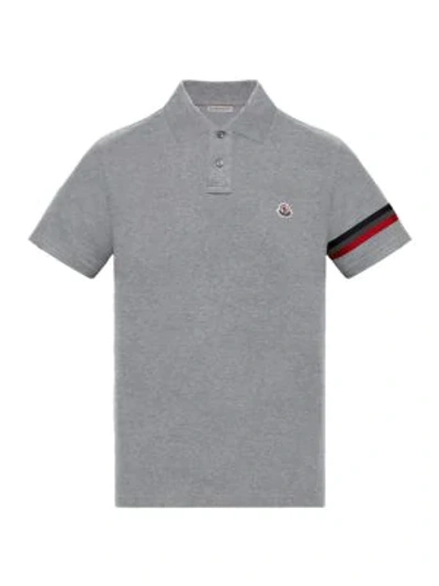 Shop Moncler Cotton Jersey Polo In Grey