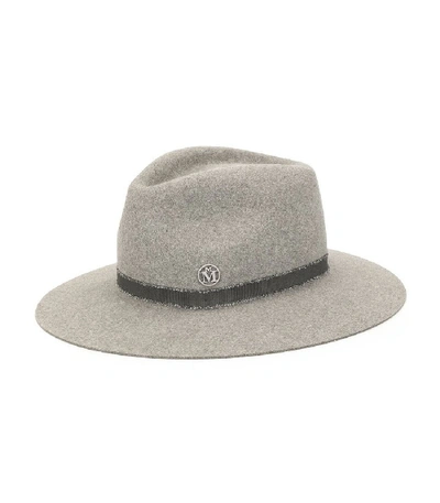 Shop Maison Michel Rico Fedora Hat In Grey