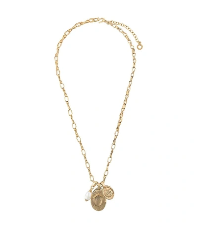 Shop Goossens The Webster X  Double Medal Talisman Necklace In Gold