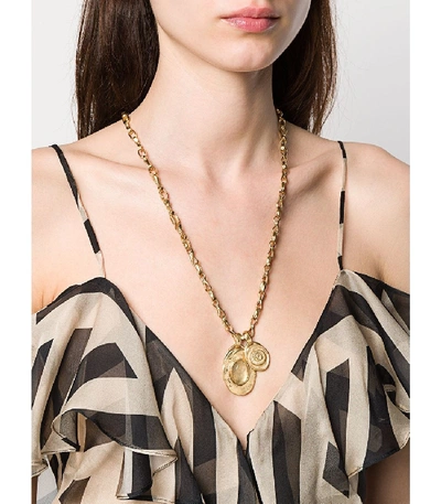 Shop Goossens The Webster X  Double Medal Talisman Necklace In Gold