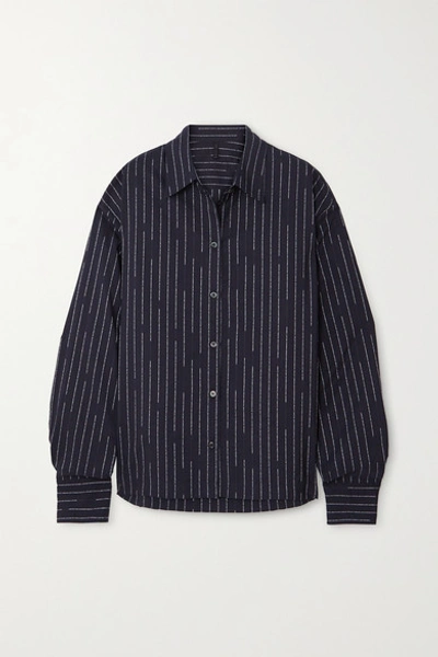 Shop Ben Taverniti Unravel Project Striped Cotton-poplin Shirt In Black