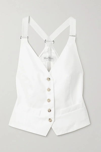 Shop Max Mara Remo Cotton-twill And Satin-twill Jacquard Vest In White