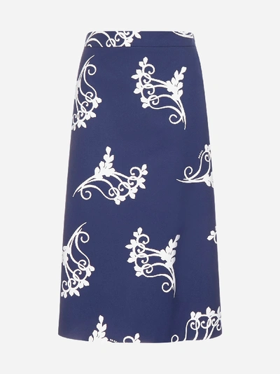 Shop Prada Floral Print Cotton Skirt