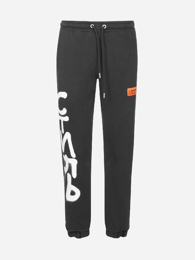 Shop Heron Preston Logo And Text Cotton Track Pants In Black