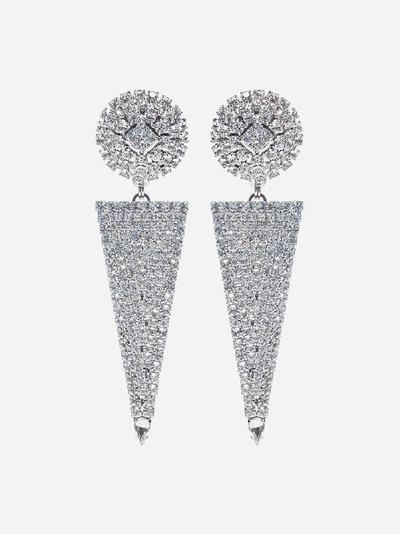 Shop Alessandra Rich Crystal-embellished Sphere And Triangle Earrings