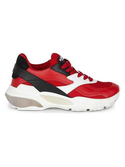 Shop Valentino Chunky Deconstructed Sneakers In Red White