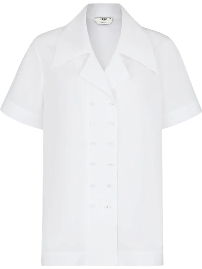 Shop Fendi Maxi Pointed Collar Shirt In White