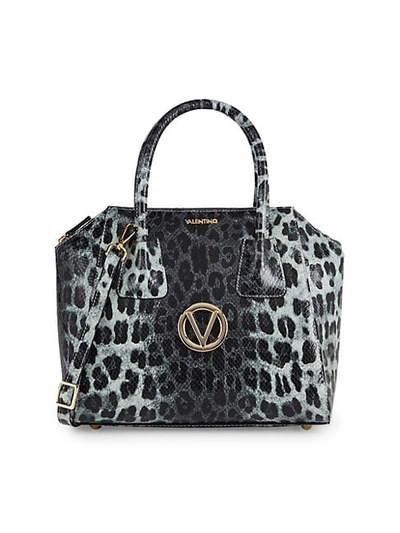 Shop Valentino By Mario Valentino Minimi Animalier Embossed Leather Satchel In Grey