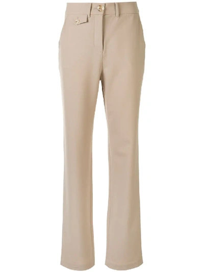 Shop Anna Quan Roxy Straight-leg Trousers In Brown