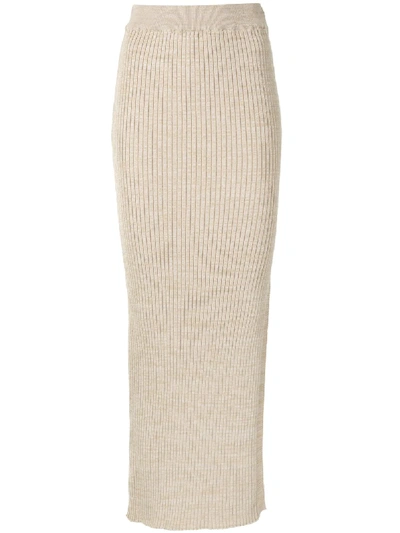 Shop Anna Quan Ruby Ribbed Pencil Skirt In Brown