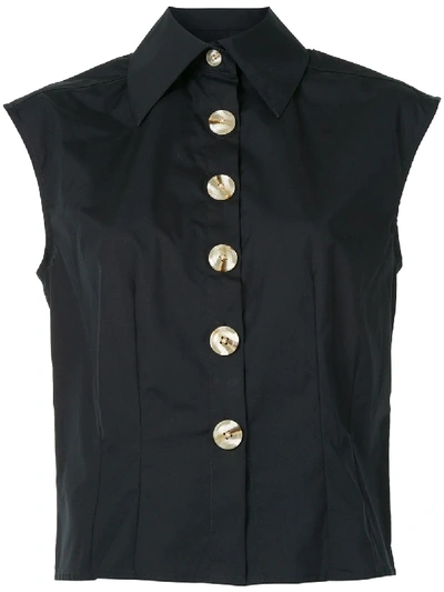 Shop Anna Quan Peta Sleeveless Shirt In Black