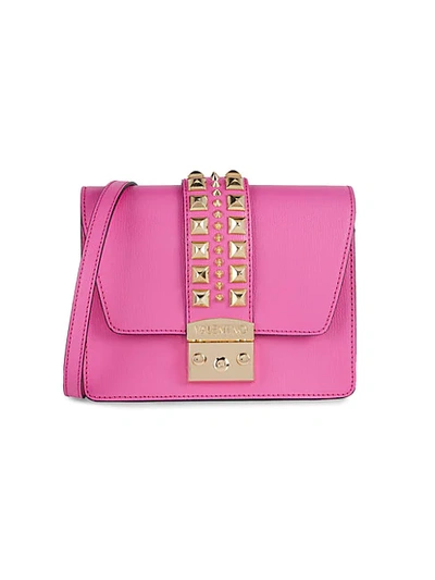 Shop Valentino By Mario Valentino Benedicte Rockstud Leather Crossbody Bag In Raspberry