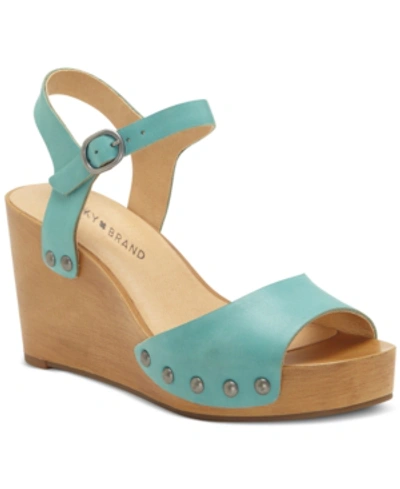 Shop Lucky Brand Women's Zashti Wedge Sandals Women's Shoes In Turquoise
