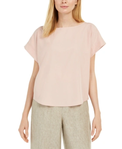Shop Eileen Fisher Relaxed Boat-neck Cap-sleeve Top In Powder