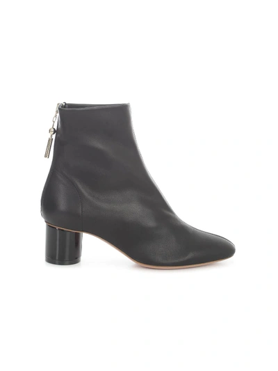 Shop Anna Baiguera Ankle Boots Round Heel 5 Cm In Natur Black