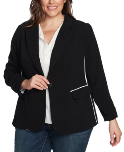Shop 1.state Trendy Plus Size Piped Jacket In Rich Black