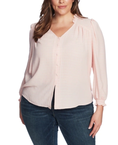 Shop 1.state Trendy Plus Size Sheer Windowpane Top In Ballet Rose