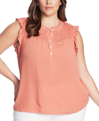 Shop 1.state Trendy Plus Size Smocked-yoke Top In Romantic Apricot