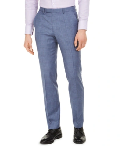 Shop Hugo Men's Modern-fit Blue Plaid Wool Suit Pants