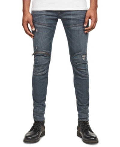 Shop G-star Raw Men's Elwood 5620 3d Skinny Jeans, Created For Macy's In Antic Ripped Chert Grey