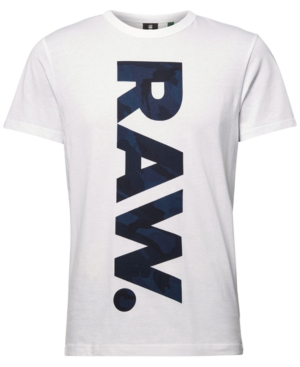G-star Raw Men's Logo T-shirt, Created For Macy's In White/ Raw In Navy  Blue Camo | ModeSens